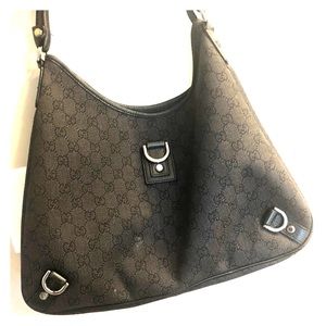 Authentic Black Gucci Monogram Handbag